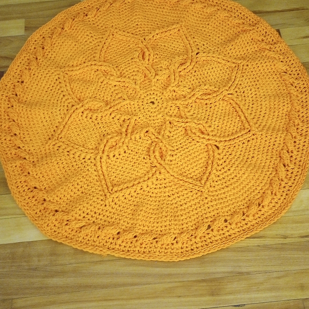 Handcrafted Orange Crochet Door Mat